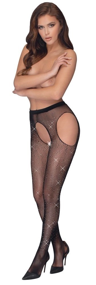 Cottelli LEGWEAR - Rajstopy Do Pończoch Z Siateczki Z Brokatowymi Kamieniami S-L Cottelli LEGWEAR Cottelli LEGWEAR - Rajstopy Do Pończoch Z Siateczki Z Brokatowymi Kamieniami S-L Cottelli LEGWEAR