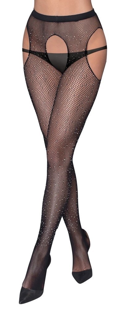 Cottelli LEGWEAR - Rajstopy Do Pończoch Z Siateczki Z Brokatowymi Kamieniami S-L Cottelli LEGWEAR Cottelli LEGWEAR - Rajstopy Do Pończoch Z Siateczki Z Brokatowymi Kamieniami S-L Cottelli LEGWEAR