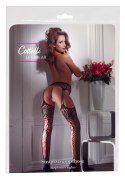 Cottelli LEGWEAR - Rajstopy Do Pończoch Z Siateczki Z Różowym Wiązaniem L/XL Cottelli LEGWEAR