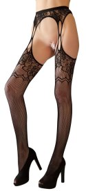 Cottelli LEGWEAR - Rajstopy Z Paskiem Do Pończoch I Kwiatowym Wzorem S-L Cottelli LEGWEAR