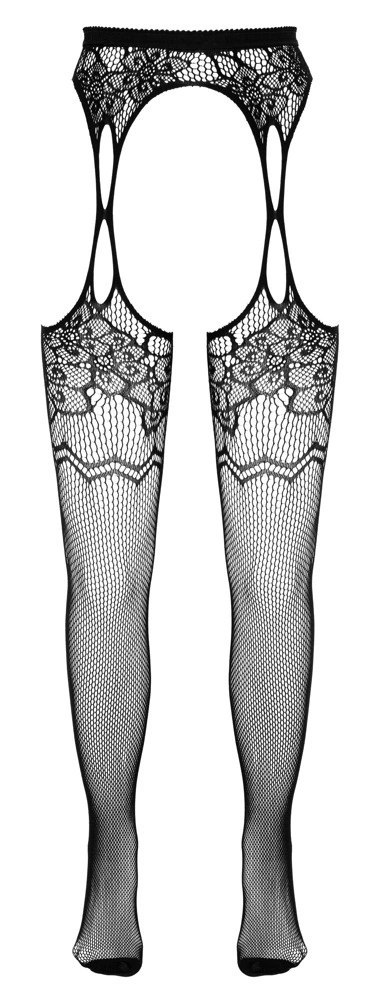 Cottelli LEGWEAR - Rajstopy Z Paskiem Do Pończoch I Kwiatowym Wzorem S-L Cottelli LEGWEAR Cottelli LEGWEAR - Rajstopy Z Paskiem Do Pończoch I Kwiatowym Wzorem S-L Cottelli LEGWEAR