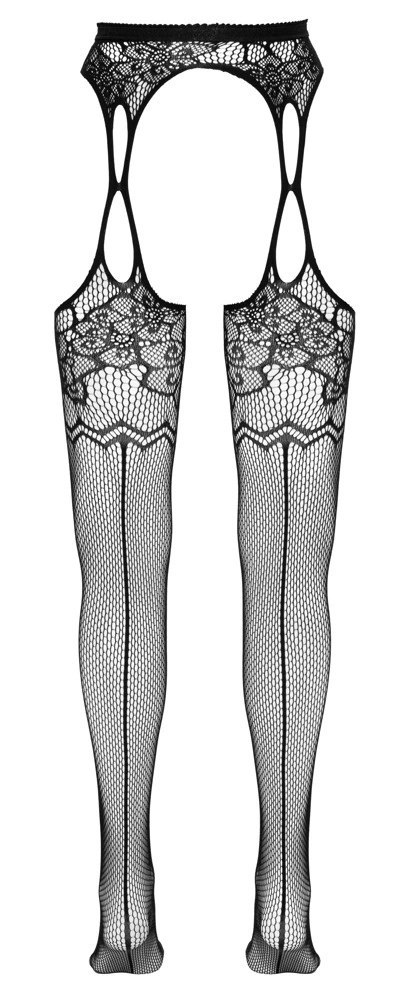 Cottelli LEGWEAR - Rajstopy Z Paskiem Do Pończoch I Kwiatowym Wzorem S-L Cottelli LEGWEAR Cottelli LEGWEAR - Rajstopy Z Paskiem Do Pończoch I Kwiatowym Wzorem S-L Cottelli LEGWEAR