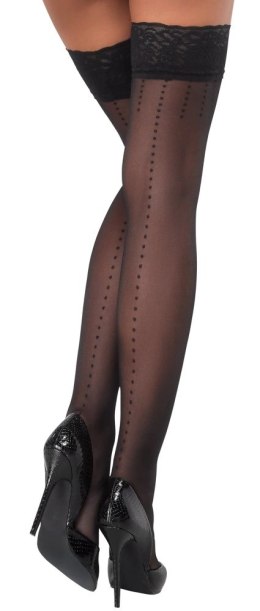 Cottelli LEGWEAR - Seksowne Czarne Pończochy Z Kropeczkami I Koronką 2 Cottelli LEGWEAR