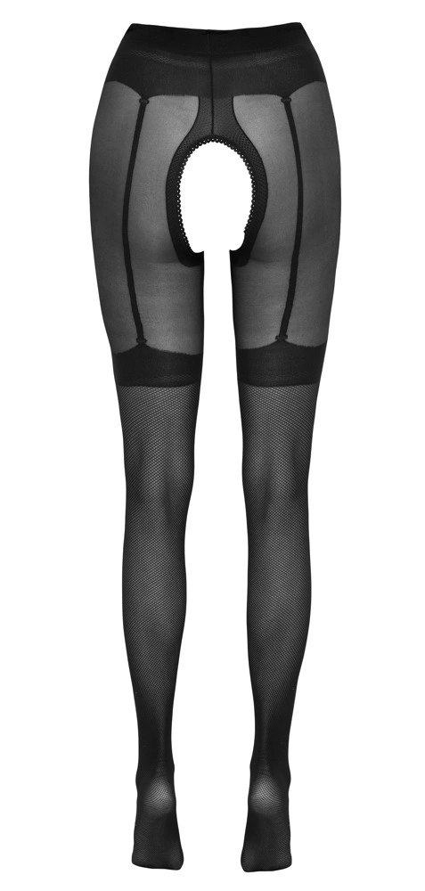 Cottelli LEGWEAR - Seksowne Czarne Rajstopy Z Wzorem Pończoch Otwarty Krok 3 Cottelli LEGWEAR Cottelli LEGWEAR - Seksowne Czarne Rajstopy Z Wzorem Pończoch Otwarty Krok 3 Cottelli LEGWEAR