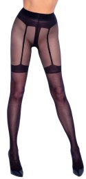 Cottelli LEGWEAR - Seksowne Czarne Rajstopy Z Wzorem Pończoch Otwarty Krok 5 Cottelli LEGWEAR