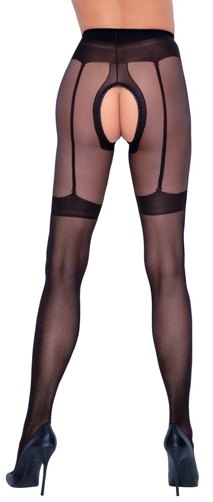 Cottelli LEGWEAR - Seksowne Czarne Rajstopy Z Wzorem Pończoch Otwarty Krok 5 Cottelli LEGWEAR Cottelli LEGWEAR - Seksowne Czarne Rajstopy Z Wzorem Pończoch Otwarty Krok 5 Cottelli LEGWEAR