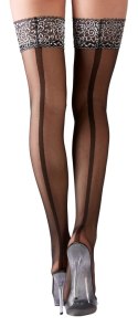 Cottelli LEGWEAR - Seksowne Pończochy Z Ozdobnym Szwem I Srebrną Koronką L Cottelli LEGWEAR