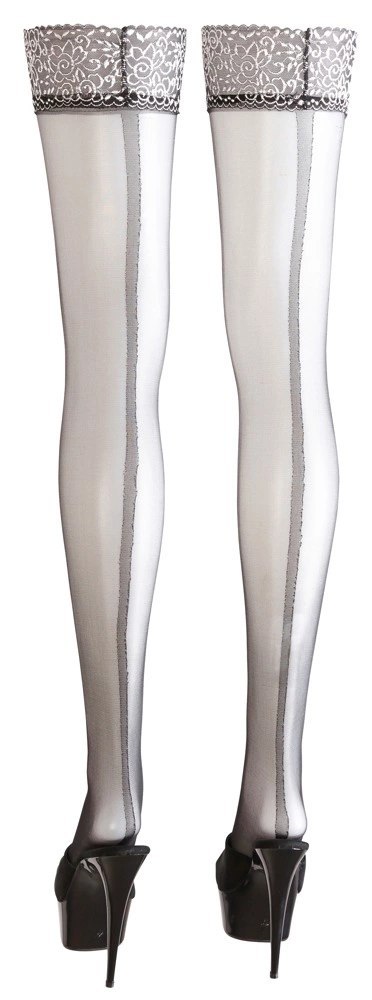 Cottelli LEGWEAR - Seksowne Pończochy Z Ozdobnym Szwem I Srebrną Koronką L Cottelli LEGWEAR Cottelli LEGWEAR - Seksowne Pończochy Z Ozdobnym Szwem I Srebrną Koronką L Cottelli LEGWEAR
