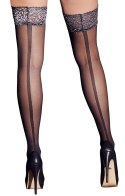 Cottelli LEGWEAR - Seksowne Pończochy Z Ozdobnym Szwem I Srebrną Koronką L Cottelli LEGWEAR