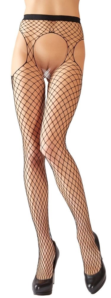 Cottelli LEGWEAR - Siateczkowe Rajstopy Z Pasem Do Pończoch Bez Krocza S-L Cottelli LEGWEAR Cottelli LEGWEAR - Siateczkowe Rajstopy Z Pasem Do Pończoch Bez Krocza S-L Cottelli LEGWEAR