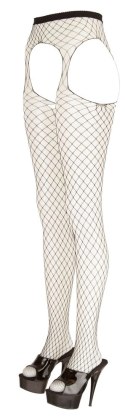Cottelli LEGWEAR - Siateczkowe Rajstopy Z Pasem Do Pończoch Bez Krocza S-L Cottelli LEGWEAR