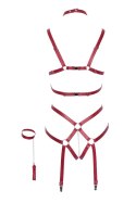 Bad Kitty - Czerwone Body Z Paseczków Uprząż Otwarte S/M Bad Kitty