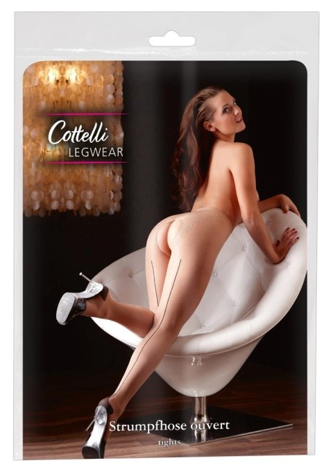 Cottelli LEGWEAR - Beżowe Rajstopy Bez Krocza Z Czarnym Szwem Z Tyłu 2 Cottelli LEGWEAR Cottelli LEGWEAR - Beżowe Rajstopy Bez Krocza Z Czarnym Szwem Z Tyłu 2 Cottelli LEGWEAR
