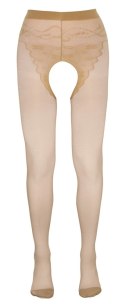 Cottelli LEGWEAR - Beżowe Rajstopy Bez Krocza Z Czarnym Szwem Z Tyłu 3 Cottelli LEGWEAR