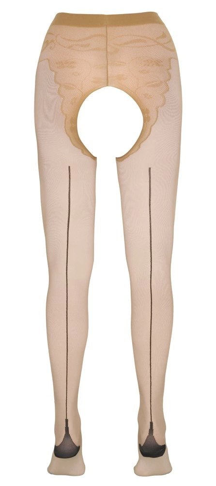 Cottelli LEGWEAR - Beżowe Rajstopy Bez Krocza Z Czarnym Szwem Z Tyłu 4 Cottelli LEGWEAR Cottelli LEGWEAR - Beżowe Rajstopy Bez Krocza Z Czarnym Szwem Z Tyłu 4 Cottelli LEGWEAR