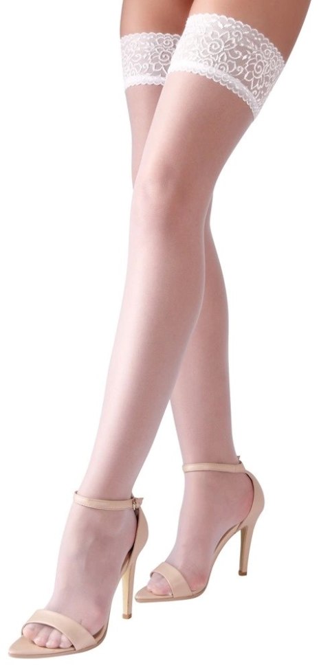 Cottelli LEGWEAR - Białe Klasyczne Pończochy Z Koronką M Cottelli LEGWEAR Cottelli LEGWEAR - Białe Klasyczne Pończochy Z Koronką M Cottelli LEGWEAR