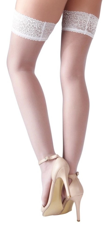 Cottelli LEGWEAR - Białe Klasyczne Pończochy Z Koronką S Cottelli LEGWEAR Cottelli LEGWEAR - Białe Klasyczne Pończochy Z Koronką S Cottelli LEGWEAR