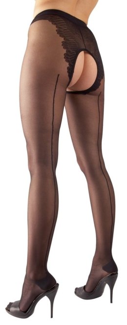 Cottelli LEGWEAR - Czarne Rajstopy Bez Krocza Z Ozdobą Na Pośladkach 1 Cottelli LEGWEAR