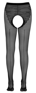 Cottelli LEGWEAR - Czarne Rajstopy Bez Krocza Z Ozdobą Na Pośladkach 1 Cottelli LEGWEAR