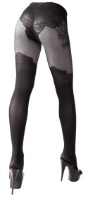 Cottelli LEGWEAR - Czarne Rajstopy Z Eleganckim Wzorem Nad Kolano 4 Cottelli LEGWEAR