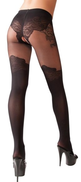 Cottelli LEGWEAR - Czarne Rajstopy Z Eleganckim Wzorem Nad Kolano 5 Cottelli LEGWEAR