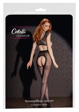 Cottelli LEGWEAR - Czarne Rajstopy Z Otwartym Kroczem I Ozdobnym Szwem 2 Cottelli LEGWEAR