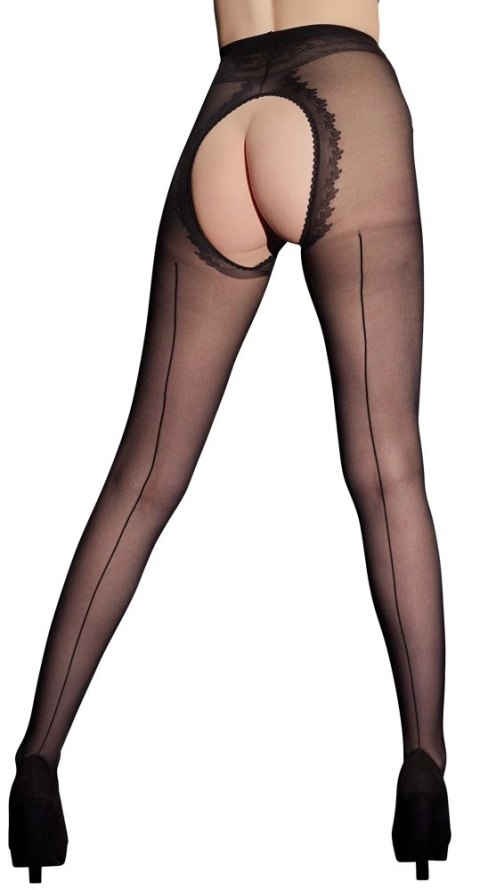 Cottelli LEGWEAR - Czarne Rajstopy Z Otwartym Kroczem I Ozdobnym Szwem 2 Cottelli LEGWEAR Cottelli LEGWEAR - Czarne Rajstopy Z Otwartym Kroczem I Ozdobnym Szwem 2 Cottelli LEGWEAR