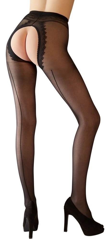 Cottelli LEGWEAR - Czarne Rajstopy Z Otwartym Kroczem I Ozdobnym Szwem 2 Cottelli LEGWEAR Cottelli LEGWEAR - Czarne Rajstopy Z Otwartym Kroczem I Ozdobnym Szwem 2 Cottelli LEGWEAR