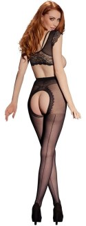 Cottelli LEGWEAR - Czarne Rajstopy Z Otwartym Kroczem I Ozdobnym Szwem 4 Cottelli LEGWEAR