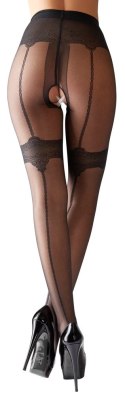 Cottelli LEGWEAR - Czarne Rajstopy Z Ozdobnymi Szwami I Otwartym Kroczem 2 Cottelli LEGWEAR