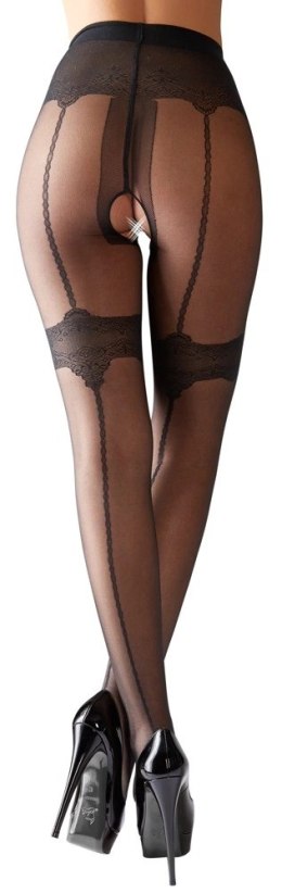 Cottelli LEGWEAR - Czarne Rajstopy Z Ozdobnymi Szwami I Otwartym Kroczem 2 Cottelli LEGWEAR