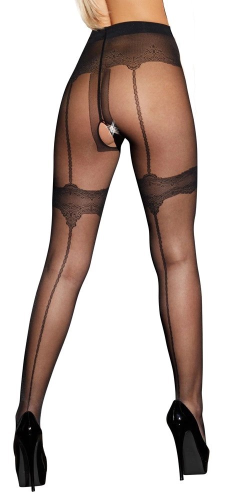Cottelli LEGWEAR - Czarne Rajstopy Z Ozdobnymi Szwami I Otwartym Kroczem 2 Cottelli LEGWEAR Cottelli LEGWEAR - Czarne Rajstopy Z Ozdobnymi Szwami I Otwartym Kroczem 2 Cottelli LEGWEAR