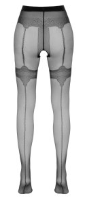 Cottelli LEGWEAR - Czarne Rajstopy Z Ozdobnymi Szwami I Otwartym Kroczem 2 Cottelli LEGWEAR