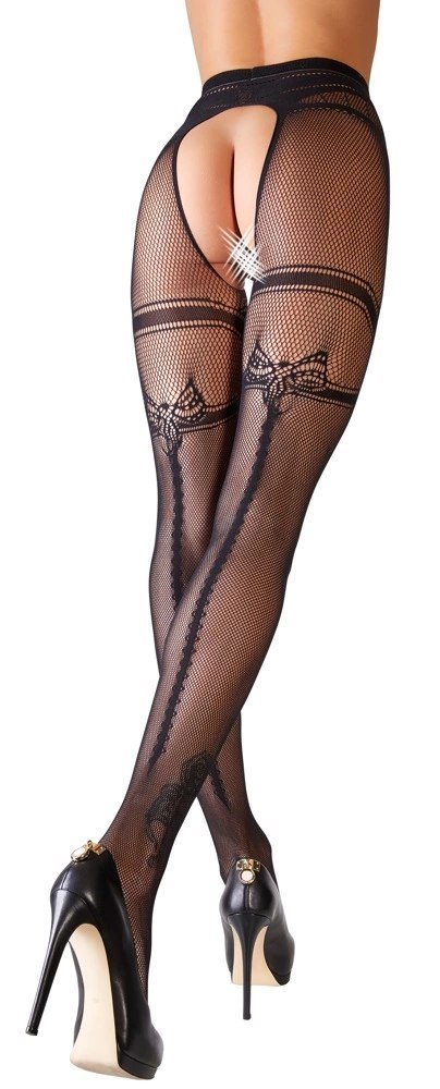 Cottelli LEGWEAR - Czarne Siateczkowe Rajstopy Z Podwiązka Bez Krocza 2XL Cottelli LEGWEAR Cottelli LEGWEAR - Czarne Siateczkowe Rajstopy Z Podwiązka Bez Krocza 2XL Cottelli LEGWEAR