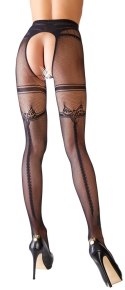 Cottelli LEGWEAR - Czarne Siateczkowe Rajstopy Z Podwiązka Bez Krocza 2XL Cottelli LEGWEAR