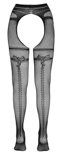 Cottelli LEGWEAR - Czarne Siateczkowe Rajstopy Z Podwiązka Bez Krocza 2XL Cottelli LEGWEAR