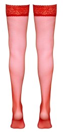 Cottelli LEGWEAR - Czerwone Klasyczne Pończochy Z Koronką S Cottelli LEGWEAR