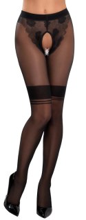 Cottelli LEGWEAR - Eleganckie Rajstopy W Stylu Retro Bez Krocza 2 Cottelli LEGWEAR