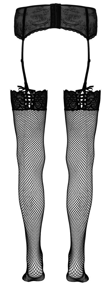 Cottelli LEGWEAR - Pończochy Kabaretki Z Koronką I Ozdobnym Sznurowaniem M/L Cottelli LEGWEAR Cottelli LEGWEAR - Pończochy Kabaretki Z Koronką I Ozdobnym Sznurowaniem M/L Cottelli LEGWEAR