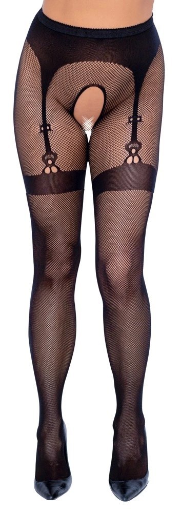 Cottelli LEGWEAR - Rajstopy Z Siateczki Z Wzorem Pończoch I Podwiązek S-L Cottelli LEGWEAR Cottelli LEGWEAR - Rajstopy Z Siateczki Z Wzorem Pończoch I Podwiązek S-L Cottelli LEGWEAR