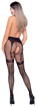 Cottelli LEGWEAR - Rajstopy Z Siateczki Z Wzorem Pończoch I Podwiązek S-L Cottelli LEGWEAR