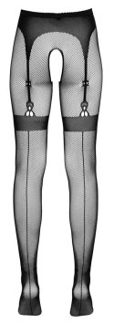 Cottelli LEGWEAR - Rajstopy Z Siateczki Z Wzorem Pończoch I Podwiązek S-L Cottelli LEGWEAR