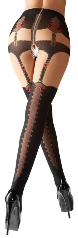 Cottelli LEGWEAR - Rajstopy Z Wzorami Majtek Szelek i Czerwonych Kokardek 2 Cottelli LEGWEAR