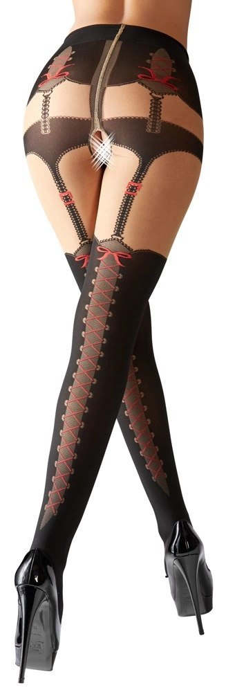 Cottelli LEGWEAR - Rajstopy Z Wzorami Majtek Szelek i Czerwonych Kokardek 4 Cottelli LEGWEAR Cottelli LEGWEAR - Rajstopy Z Wzorami Majtek Szelek i Czerwonych Kokardek 4 Cottelli LEGWEAR