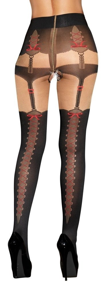 Cottelli LEGWEAR - Rajstopy Z Wzorami Majtek Szelek i Czerwonych Kokardek 4 Cottelli LEGWEAR Cottelli LEGWEAR - Rajstopy Z Wzorami Majtek Szelek i Czerwonych Kokardek 4 Cottelli LEGWEAR