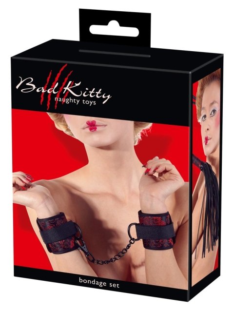Bad Kitty - 3-Częściowy Zestaw BDSM Czarny Satynowy Bad Kitty Bad Kitty - 3-Częściowy Zestaw BDSM Czarny Satynowy Bad Kitty