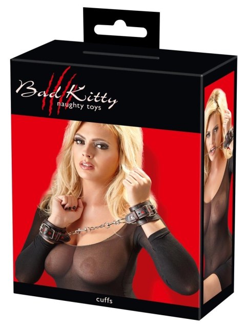 Bad Kitty - Czarne Kajdanki Na Ręce Z Srebrnym Łańcuszkiem Bad Kitty Bad Kitty - Czarne Kajdanki Na Ręce Z Srebrnym Łańcuszkiem Bad Kitty