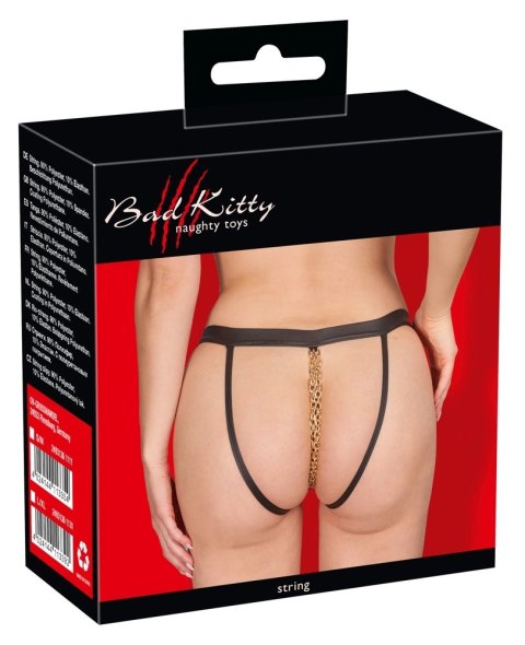 Bad Kitty - Czarne Stringi Ze Złotym Łańcuszkiem W Kroku L/XL Bad Kitty Bad Kitty - Czarne Stringi Ze Złotym Łańcuszkiem W Kroku L/XL Bad Kitty