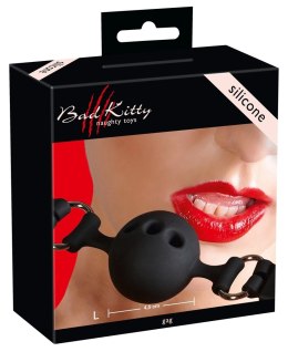 Bad Kitty - Czarny Silikonowy Knebel Z Otworami Duży Bad Kitty