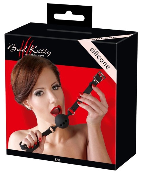 Bad Kitty - Czarny Silikonowy Knebel Z Otworami Duży Bad Kitty Bad Kitty - Czarny Silikonowy Knebel Z Otworami Duży Bad Kitty